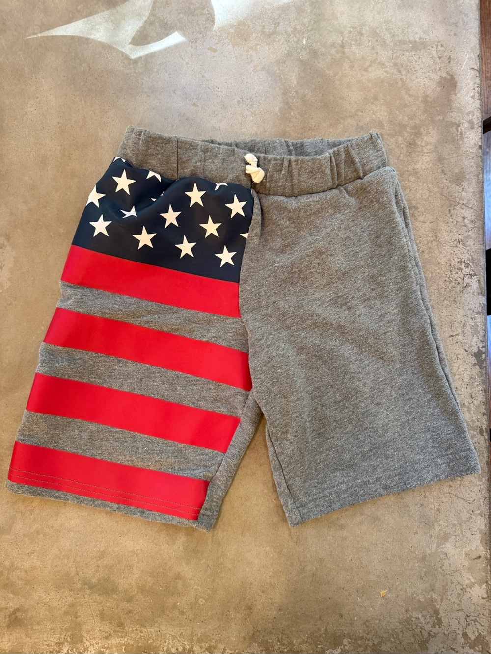 The Children's Place Grey Shorts with Red and Navy Star-Stripe Panel